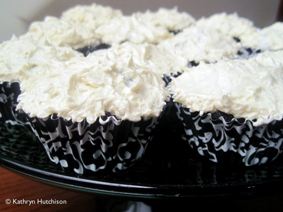 Beer Cupcakes with Frosting on Cake Plate