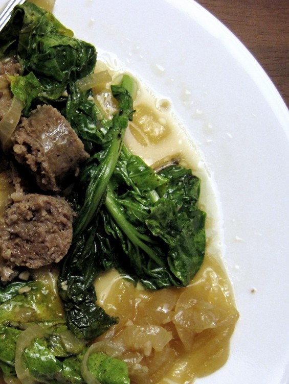 Braised Sausage with Greens